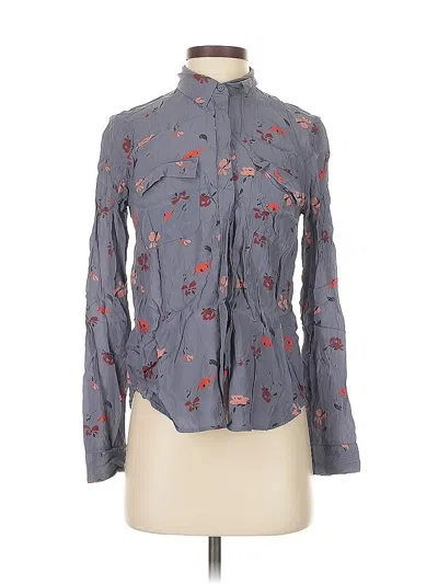 Pre-owned Lucky Brand Long Sleeve Blouse In Gray