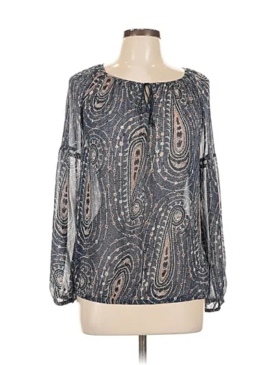 Pre-owned Lucky Brand Long Sleeve Blouse In Gray