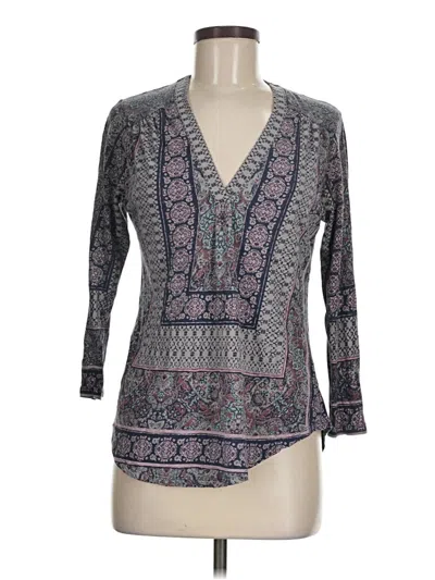 Pre-owned Lucky Brand Long Sleeve Blouse In Gray