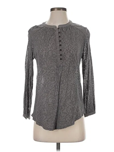 Pre-owned Lucky Brand Long Sleeve Blouse In Gray