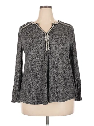Pre-owned Lucky Brand Long Sleeve Blouse In Gray