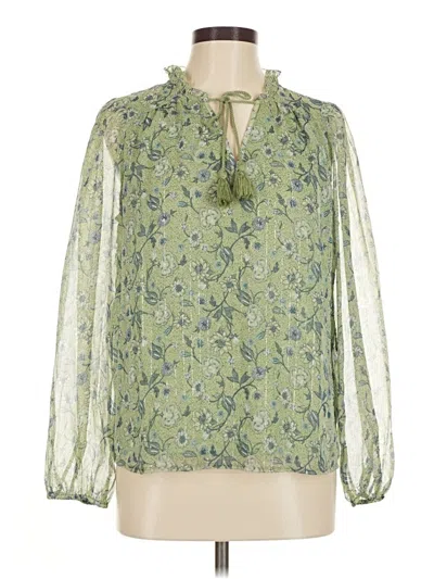 Pre-owned Lucky Brand Long Sleeve Blouse In Green