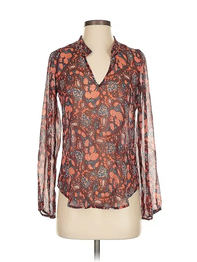 Pre-owned Lucky Brand Long Sleeve Blouse In Orange
