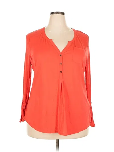 Pre-owned Lucky Brand Long Sleeve Blouse In Orange