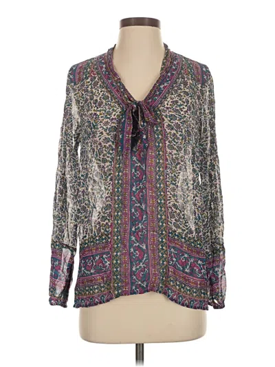 Pre-owned Lucky Brand Long Sleeve Blouse In Purple