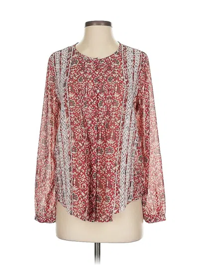 Pre-owned Lucky Brand Long Sleeve Blouse In Red