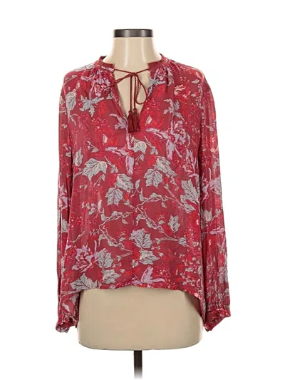 Pre-owned Lucky Brand Long Sleeve Blouse In Red