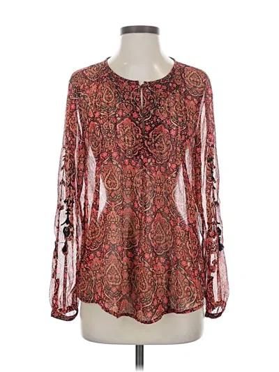 Pre-owned Lucky Brand Long Sleeve Blouse In Red