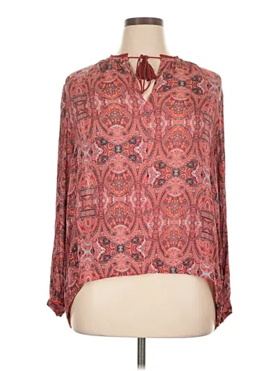 Pre-owned Lucky Brand Long Sleeve Blouse In Red