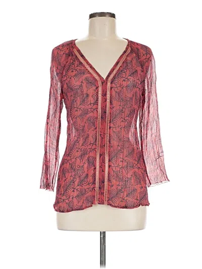 Pre-owned Lucky Brand Long Sleeve Blouse In Red