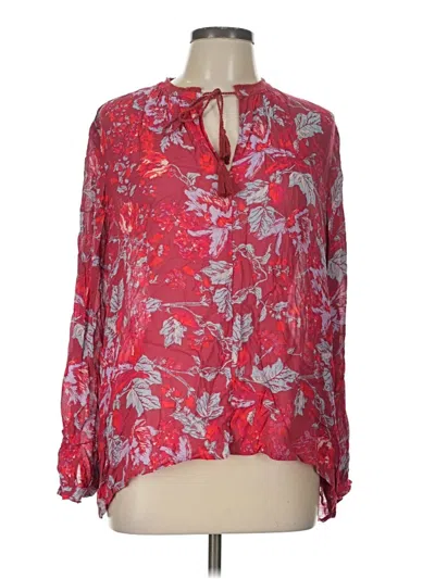 Pre-owned Lucky Brand Long Sleeve Blouse In Red