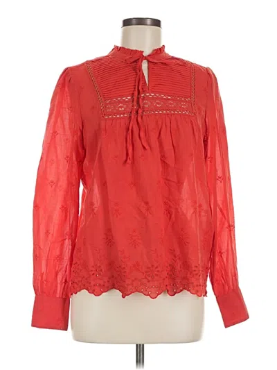 Pre-owned Lucky Brand Long Sleeve Blouse In Red
