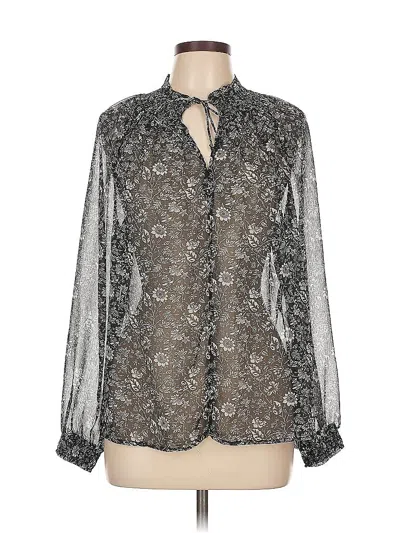 Pre-owned Lucky Brand Long Sleeve Blouse In Silver