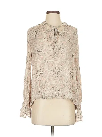 Pre-owned Lucky Brand Long Sleeve Blouse In Tan