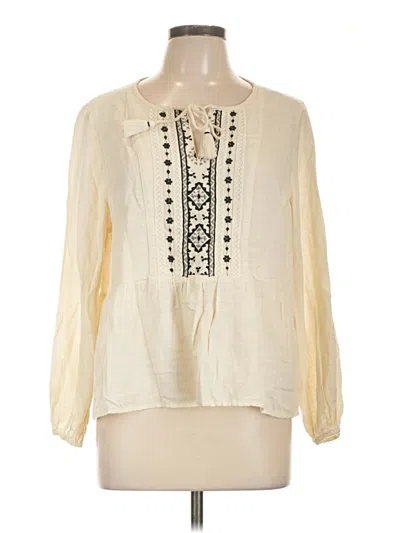 Pre-owned Lucky Brand Long Sleeve Blouse In White