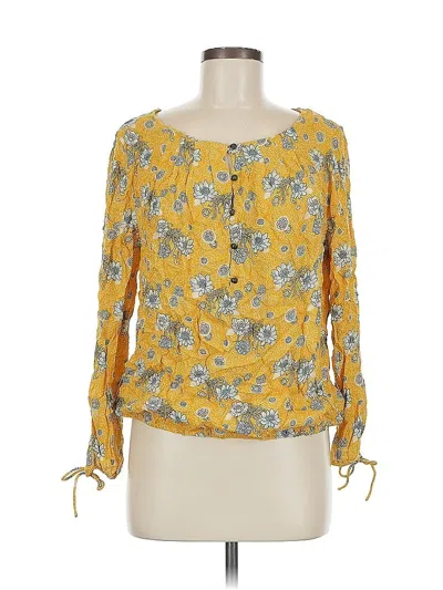 Pre-owned Lucky Brand Long Sleeve Blouse In Yellow