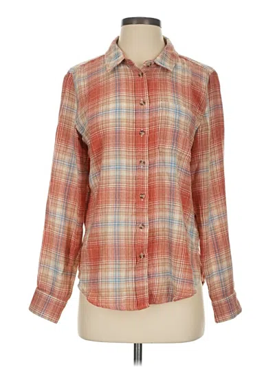 Pre-owned Lucky Brand Long Sleeve Button Down Shirt In Orange