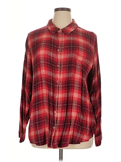 Pre-owned Lucky Brand Long Sleeve Button Down Shirt In Red