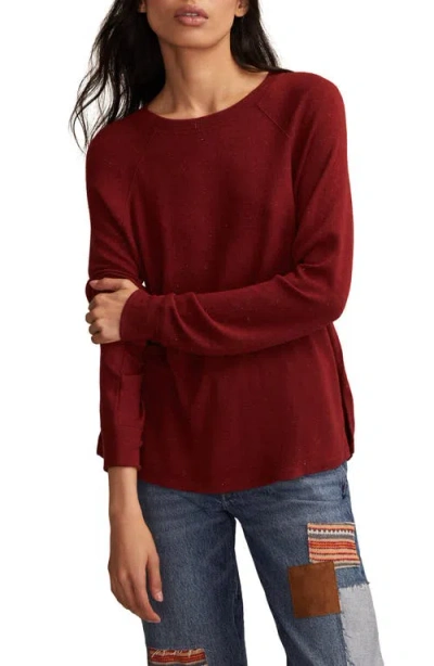 Lucky Brand Long Sleeve Crewneck T-shirt In Burgundy
