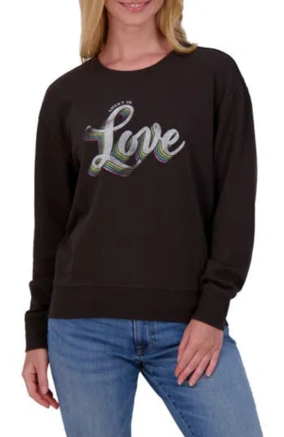 Lucky Brand Long Sleeve Graphic T-shirt In Jet Black