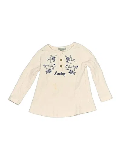 Pre-owned Lucky Brand Kids' Long Sleeve Henley In Ivory