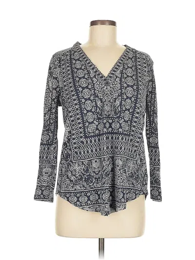 Pre-owned Lucky Brand Long Sleeve Henley Shirt In Blue