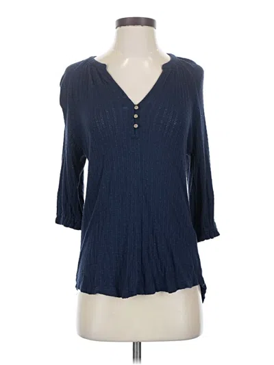 Pre-owned Lucky Brand Long Sleeve Henley Shirt In Blue