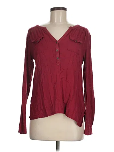Pre-owned Lucky Brand Long Sleeve Henley Shirt In Burgundy