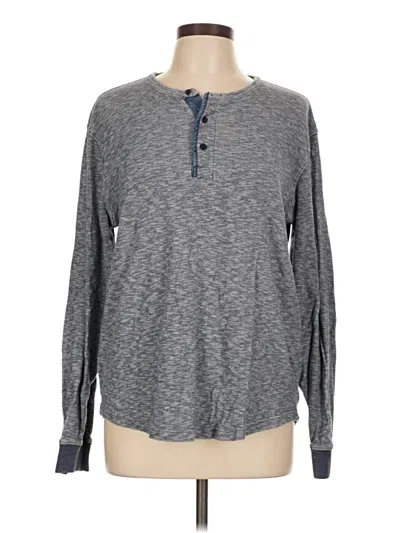 Pre-owned Lucky Brand Long Sleeve Henley Shirt In Gray