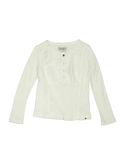 Pre-owned Lucky Brand Kids' Long Sleeve Henley Shirt In Ivory