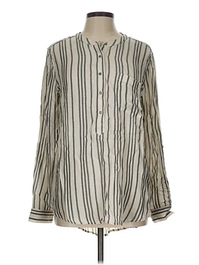 Pre-owned Lucky Brand Long Sleeve Henley Shirt In White