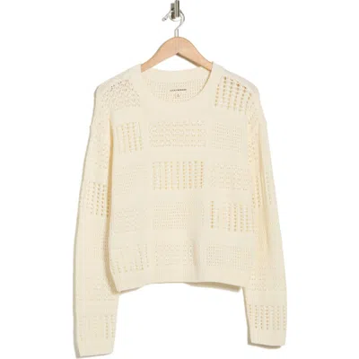 Lucky Brand Long Sleeve Pointelle Crewneck Sweater In Orange