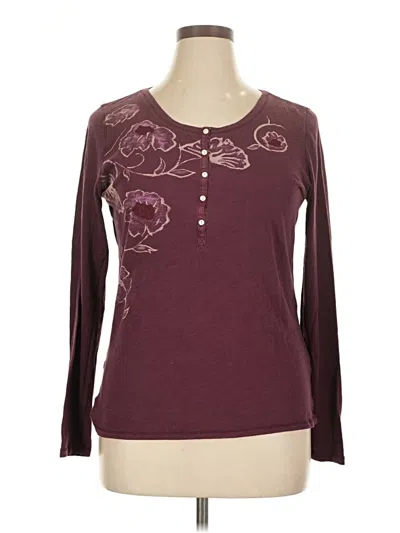 Pre-owned Lucky Brand Long Sleeve Top Burgundy Sweetheart Neckline Tops