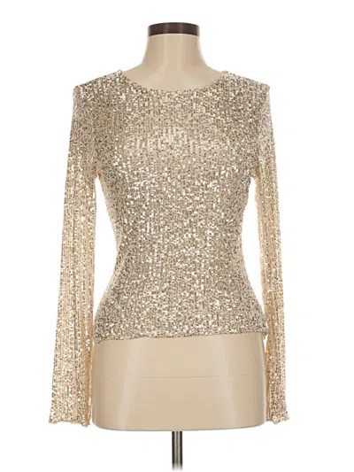 Pre-owned Lucky Brand Long Sleeve Top Gold Keyhole Neckline Tops