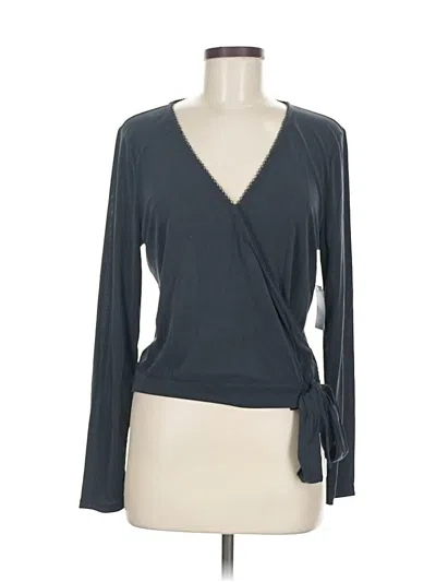 Lucky Brand Long Sleeve Top Gray Plunge Neckline Tops