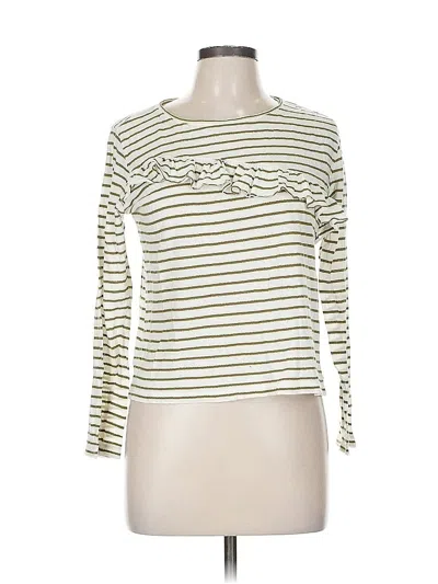 Pre-owned Lucky Brand Long Sleeve Top Ivory Sweetheart Neckline Tops In White