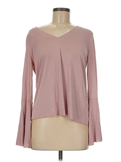 Pre-owned Lucky Brand Long Sleeve Top Pink V Neck Tops