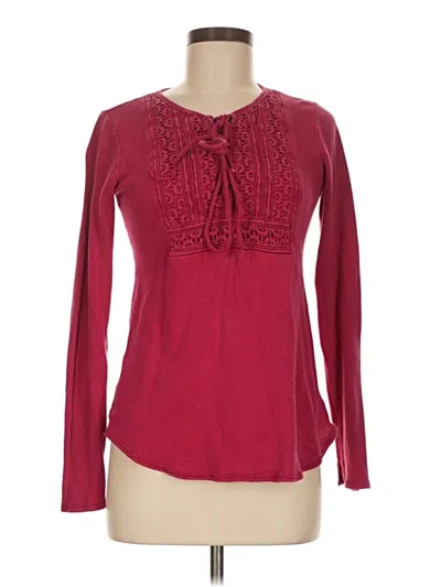 Pre-owned Lucky Brand Long Sleeve T-shirt In Burgundy