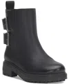 Lucky Brand Luck Brand Women's Candre Double Buckle Moto Lug Sole Booties In Black