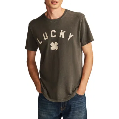 Lucky Brand Lucky Clover Embroidered T-shirt In Jet Black