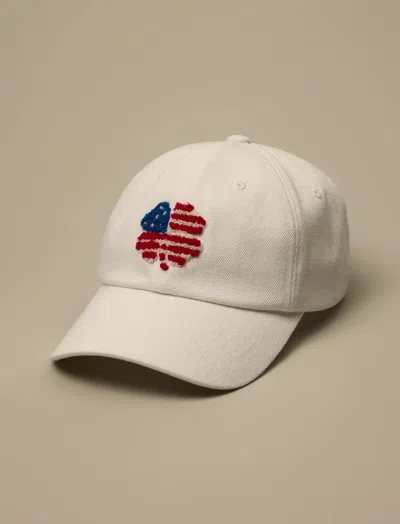 Lucky Brand Lucky Clover Flag Hat In White
