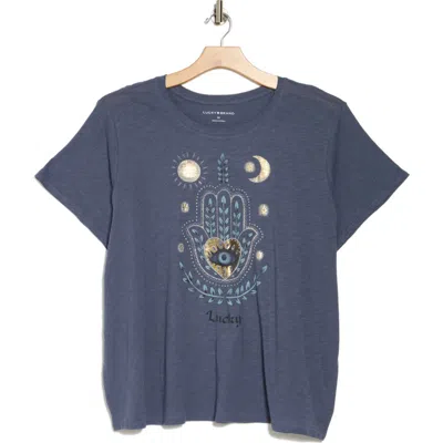 Lucky Brand Lucky Hamsa Graphic T-shirt In Night Shadow Blue