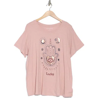 Lucky Brand Lucky Hamsa Graphic T-shirt In Pale Mauve