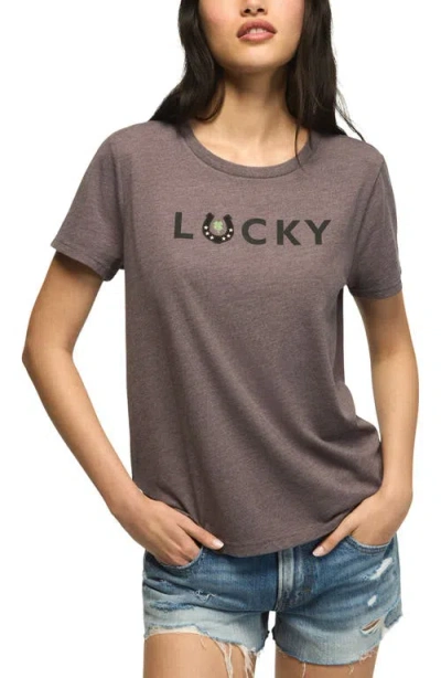 Lucky Brand Lucky Horseshoe Appliqué T-shirt In Gray