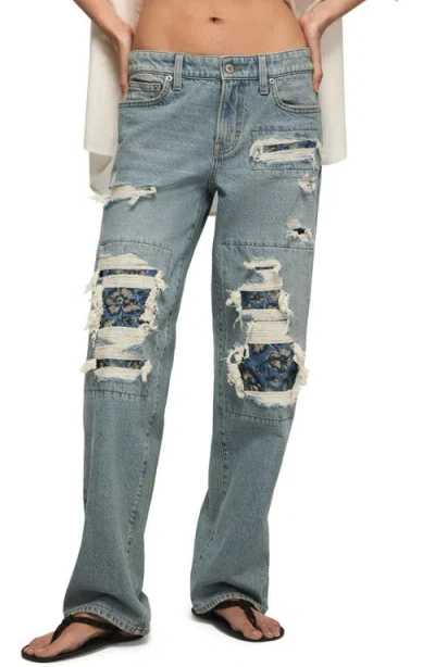 Lucky Brand Lucky Legend Ripped & Repaired Baggy Jeans In Blue