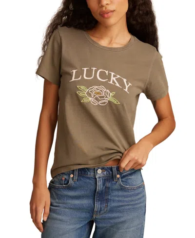 Lucky Brand Los Angeles Embellished Cotton Graphic T-shirt In Green