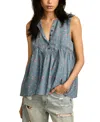Lucky Brand Floral Babydoll Tank In Blue Ditsy