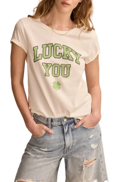 Lucky Brand Lucky You Cotton Graphic T-shirt In Egret