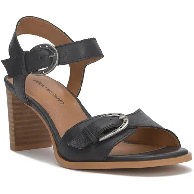 Lucky Brand Luseal Womens Leather Ankle Strap Heels In Black
