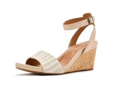 Lucky Brand Lynda Cork Wedge Sandals In White